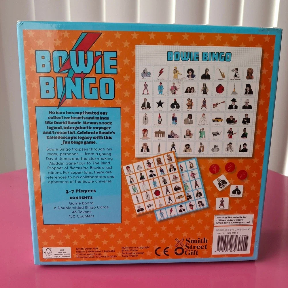 David Bowie Icon Rock God Alien Bingo Game Smith Street Gift Glam Rock NEW - Picture 4 of 5